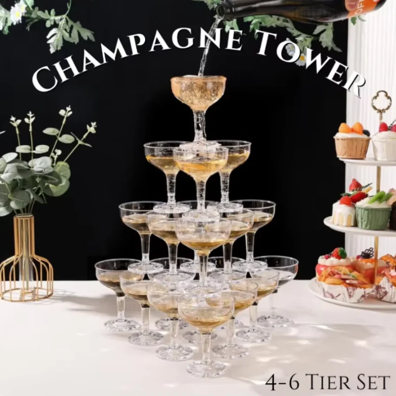 Champagne Tower Set - 20-60PCS 아크릴 샴페인 쿠페 잔 5oz