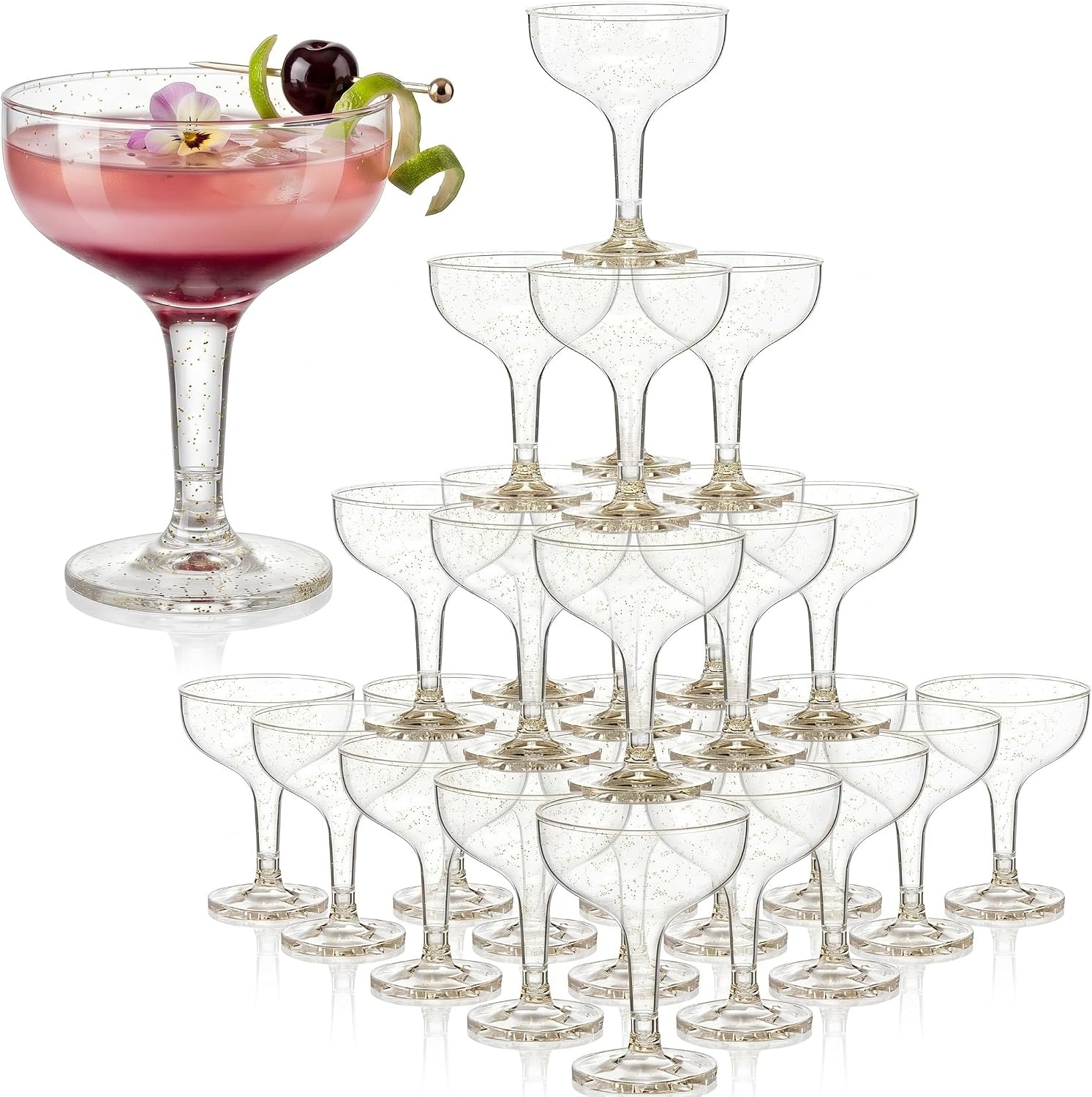 Champagne Tower Set - 4단 샴페인 타워 플라스틱 컵 5온스