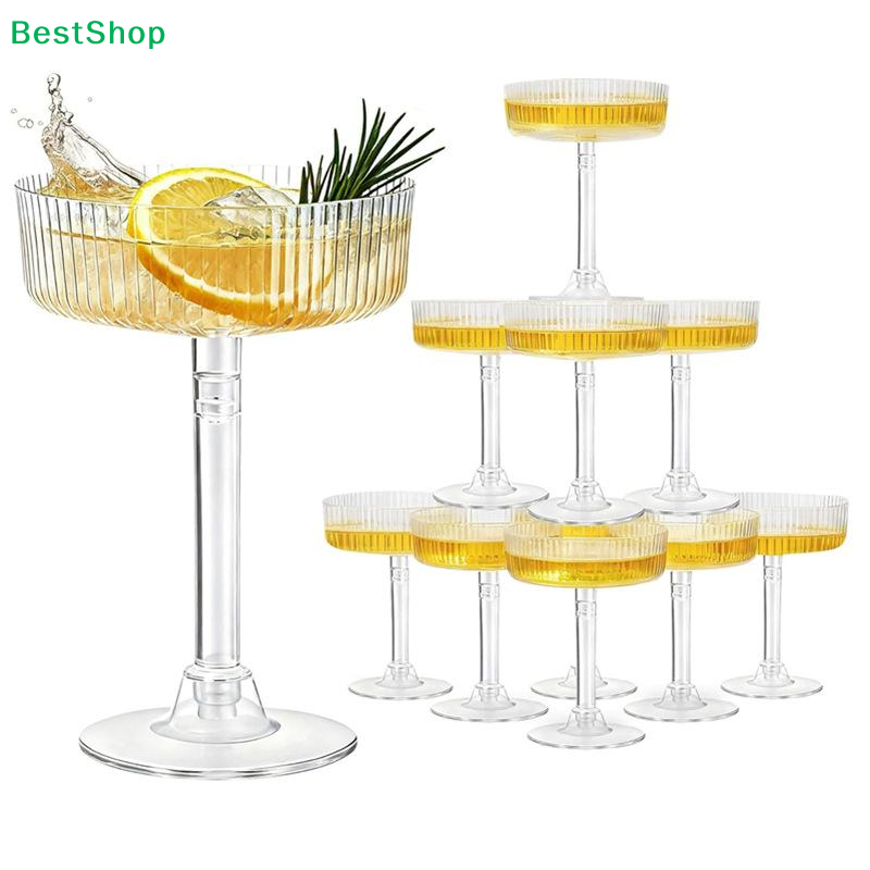 Champagne Tower Set - ☽ 10Pcs 플라스틱 마티니 잔 디저트