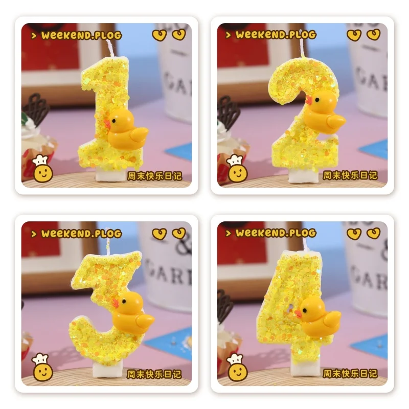 Unity Candle Set - 3D 미니 노란색 오리 테마 양초