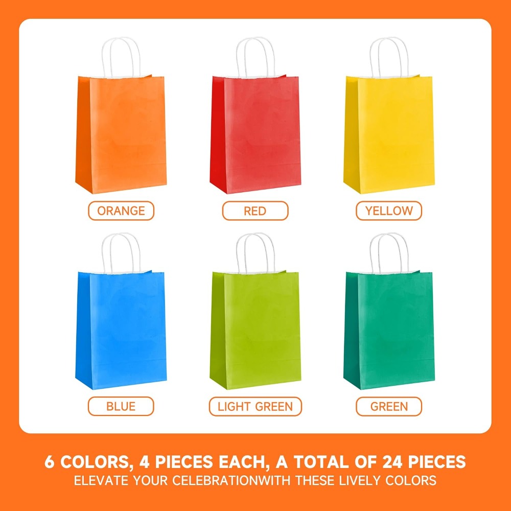 24개입 작은 무지개색 크라프트 종이 선물 가방 손잡이 - Wedding Supply Bulk 리뷰 및 가격