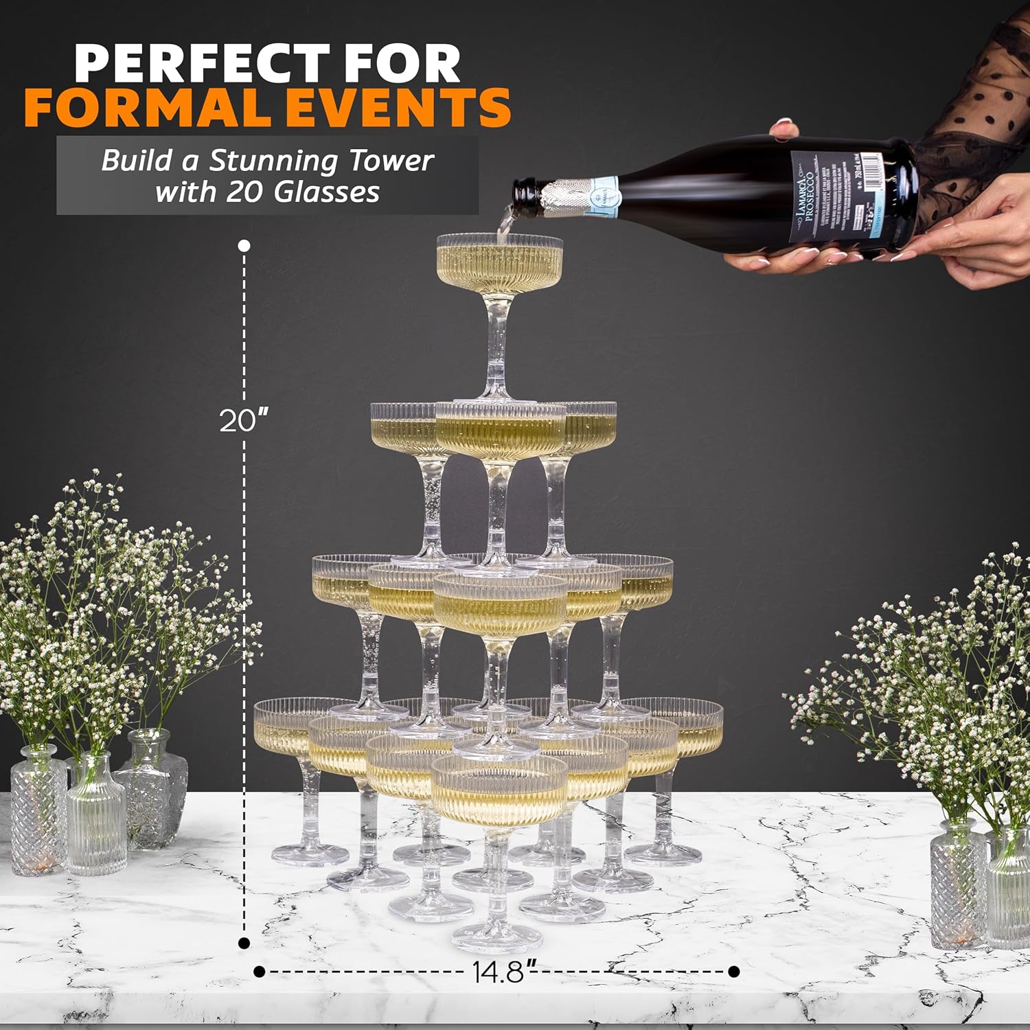 20-60PCS 아크릴 샴페인 타워 7 온스 플라스틱  - Champagne Tower Set 리뷰 및 가격