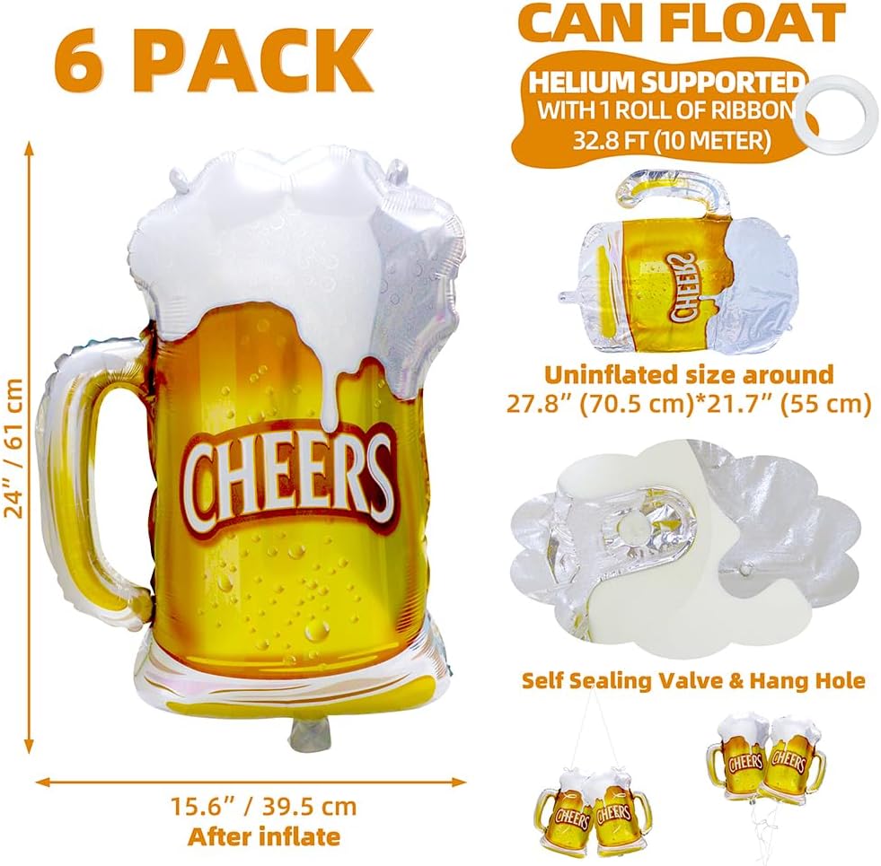 6pcs 건배 맥주 머그잔 풍선 알코올 축제 파티 용품 - Wedding Alcohol Supply 리뷰 및 가격